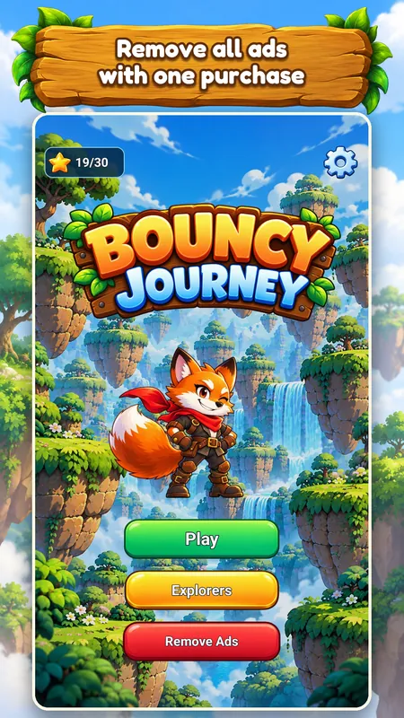 Bouncy Journey title screen with the fox and the Play button