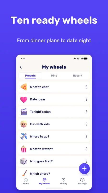 My wheels list with the preset wheels