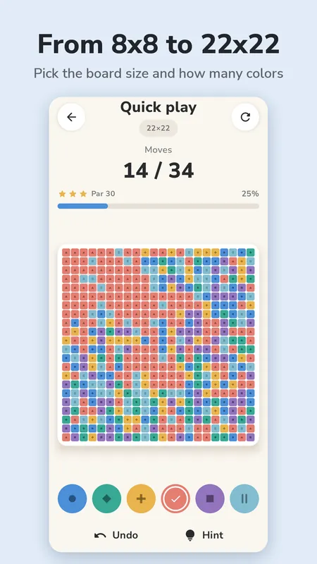 A large 22x22 board in quick play