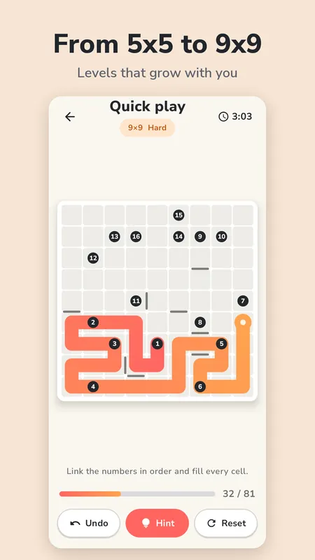 A 9x9 Hard board halfway solved